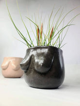 Load image into Gallery viewer, Concrete Lady Boob Pot Drain hole | Breast | Airplant Nipple: Navy/pink/rose gold foil / No drain hole
