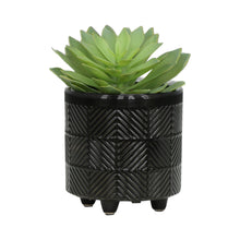 Load image into Gallery viewer, Plant Pot Set of 2 - Black Ceramic Textured Footed, 6/8 in.
