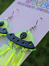 Load image into Gallery viewer, Green and Black Alien Invasion Spaceship Earrings
