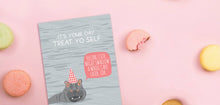 Load image into Gallery viewer, Hippo Swallow Cake Birthday Card
