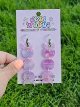 Load image into Gallery viewer, Fuchsia Galaxy Moon Phase Earrings
