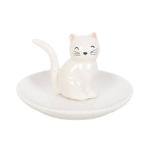 Load image into Gallery viewer, Sitting White Cat Face Trinket Dish
