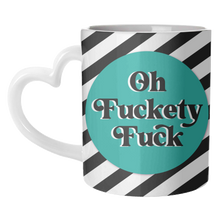 Load image into Gallery viewer, Mugs 'Oh Fuckety Fuck!! Teal Design': Mug Colour Inner &amp; Handle 11oz - Black
