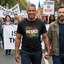 Load image into Gallery viewer, RESIST TeeShirt | Resist TShirts | No Kings Protest Apparel | Resist Facism: Black Heather / L
