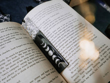 Load image into Gallery viewer, Black &amp; Silver Moon Phases Bookmark
