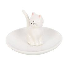 Load image into Gallery viewer, Sitting White Cat Face Trinket Dish
