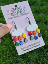 Load image into Gallery viewer, Rainbow Raindrop Cloud Earrings with Double Rain Drops
