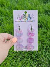 Load image into Gallery viewer, Fuchsia Galaxy Moon Phase Earrings
