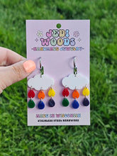 Load image into Gallery viewer, Rainbow Raindrop Cloud Earrings with Double Rain Drops
