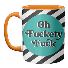 Load image into Gallery viewer, Mugs 'Oh Fuckety Fuck!! Teal Design': Mug Colour Inner &amp; Handle 11oz - Black
