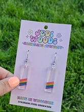 Load image into Gallery viewer, Subtle Rainbow Pride Bar Earrings
