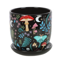 Load image into Gallery viewer, Dark Forest Print Ceramic Plant Pot with Saucer
