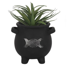 Load image into Gallery viewer, Gothic Triple Moon Cauldron Terracotta Plant Pot
