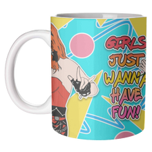Load image into Gallery viewer, Mugs 'Girls Just Wanna Have Fun!': Mug Colour Inner &amp; Handle 11oz - Black

