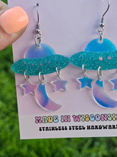 Load image into Gallery viewer, Iridescent Space Ship Earrings
