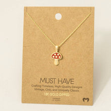Load image into Gallery viewer, Gold Dipped Red Mushroom Pendant Dainty Necklace: G
