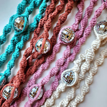 Load image into Gallery viewer, Macrame Disco Ball Plant Hanger, Handmade Boho Home Décor: All 5 Colors (1 each)
