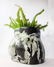 Load image into Gallery viewer, Concrete Lady Booty Pot | Butt Cheek Planter | Drain hole: Navy/pink/rose gold
