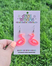 Load image into Gallery viewer, Florescent Pink Flamingo Pool Floatie Earrings
