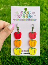 Load image into Gallery viewer, Multi Colored Bell Pepper Earrings With Huggie Hardware
