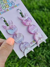 Load image into Gallery viewer, Fuchsia Galaxy Moon Phase Earrings

