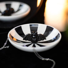 Load image into Gallery viewer, Gothic Striped Bat Halloween Trinket Dish
