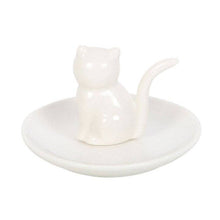 Load image into Gallery viewer, Sitting White Cat Face Trinket Dish
