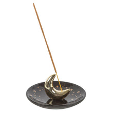 Load image into Gallery viewer, Gold Crescent Moon Ceramic Incense Stick Holder
