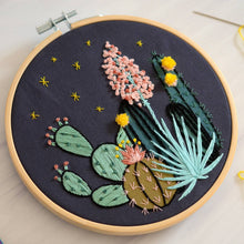 Load image into Gallery viewer, Night Cactus Premium Embroidery Kit, 6 inch

