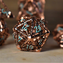 Load image into Gallery viewer, Legends of Valhalla - Copper and Blue Hollow Metal Dice Set
