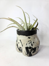 Load image into Gallery viewer, Concrete Lady Booty Pot | Butt Cheek Planter | Drain hole: Black and pink crackle
