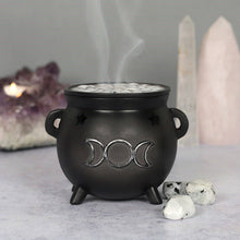 Load image into Gallery viewer, Gothic Triple Moon Cauldron Incense Cone Holder

