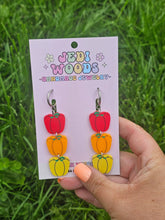 Load image into Gallery viewer, Multi Colored Bell Pepper Earrings With Huggie Hardware
