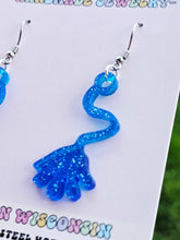 Load image into Gallery viewer, Blue Slappy Hand Earrings - Retro Nostalgic Jewelry
