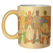 Load image into Gallery viewer, Mugs 'Superhero Butts Circular Round': Mug Colour Inner &amp; Handle 11oz - Black
