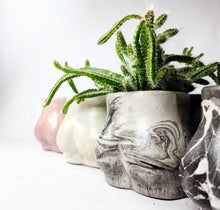 Load image into Gallery viewer, Concrete Lady Booty Pot | Butt Cheek Planter | Drain hole: Green/dark green/ gold
