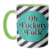 Load image into Gallery viewer, Mugs 'Oh Fuckety Fuck!! Teal Design': Mug Colour Inner &amp; Handle 11oz - Black

