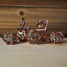 Load image into Gallery viewer, Legends of Valhalla - Copper and Blue Hollow Metal Dice Set

