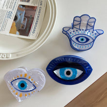 Load image into Gallery viewer, Hamsa Hand &amp; Heart Evil Eye Design Hair Clip: Eye

