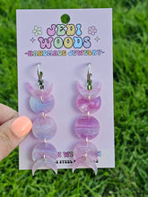 Load image into Gallery viewer, Fuchsia Galaxy Moon Phase Earrings
