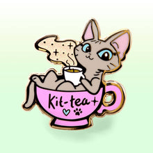 Load image into Gallery viewer, Kit-Tea (Sphynx Cat) Enamel Pin, father's day gift, cat mom
