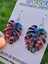 Load image into Gallery viewer, Acrylic Rainbow Monstera Earring Dangles
