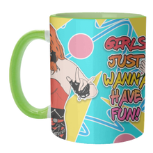 Load image into Gallery viewer, Mugs 'Girls Just Wanna Have Fun!': Mug Colour Inner &amp; Handle 11oz - Black
