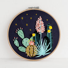 Load image into Gallery viewer, Night Cactus Premium Embroidery Kit, 6 inch
