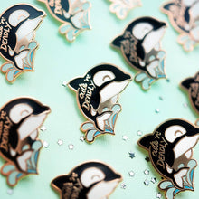Load image into Gallery viewer, Cute n Deadly Orca Killer Whale Enamel Pin, father's day
