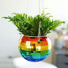 Load image into Gallery viewer, Disco Ball Hanging Planter - Rainbow 6"
